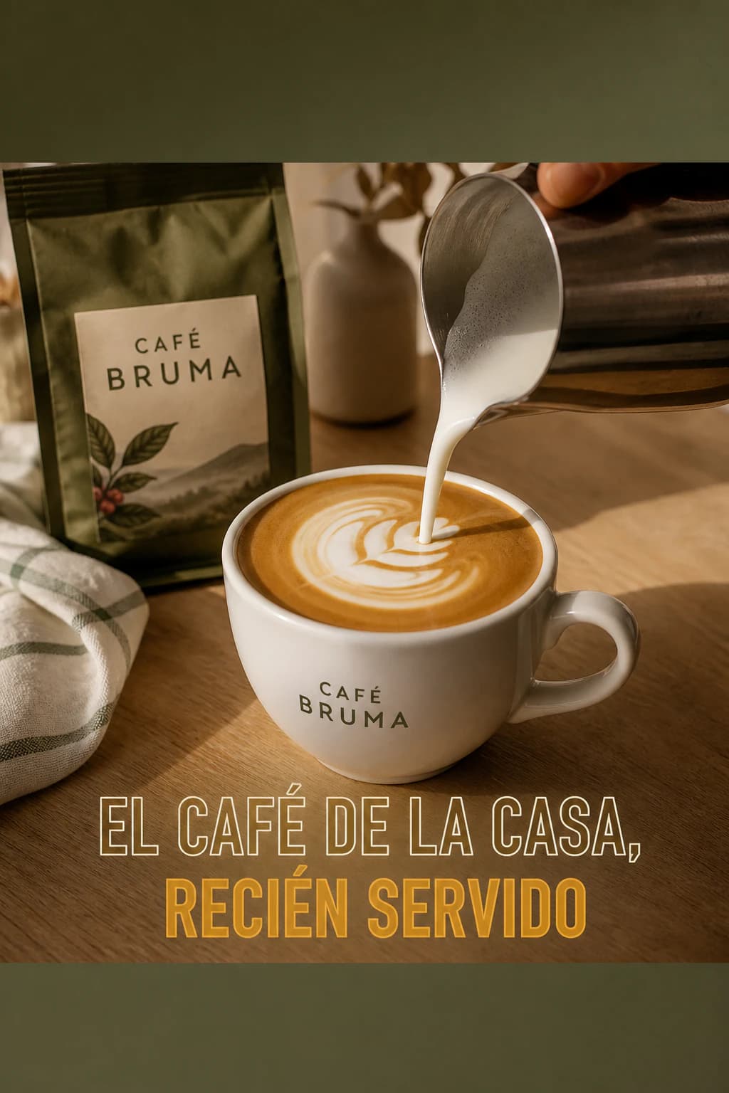 Video vertical del café de la casa, recién servido