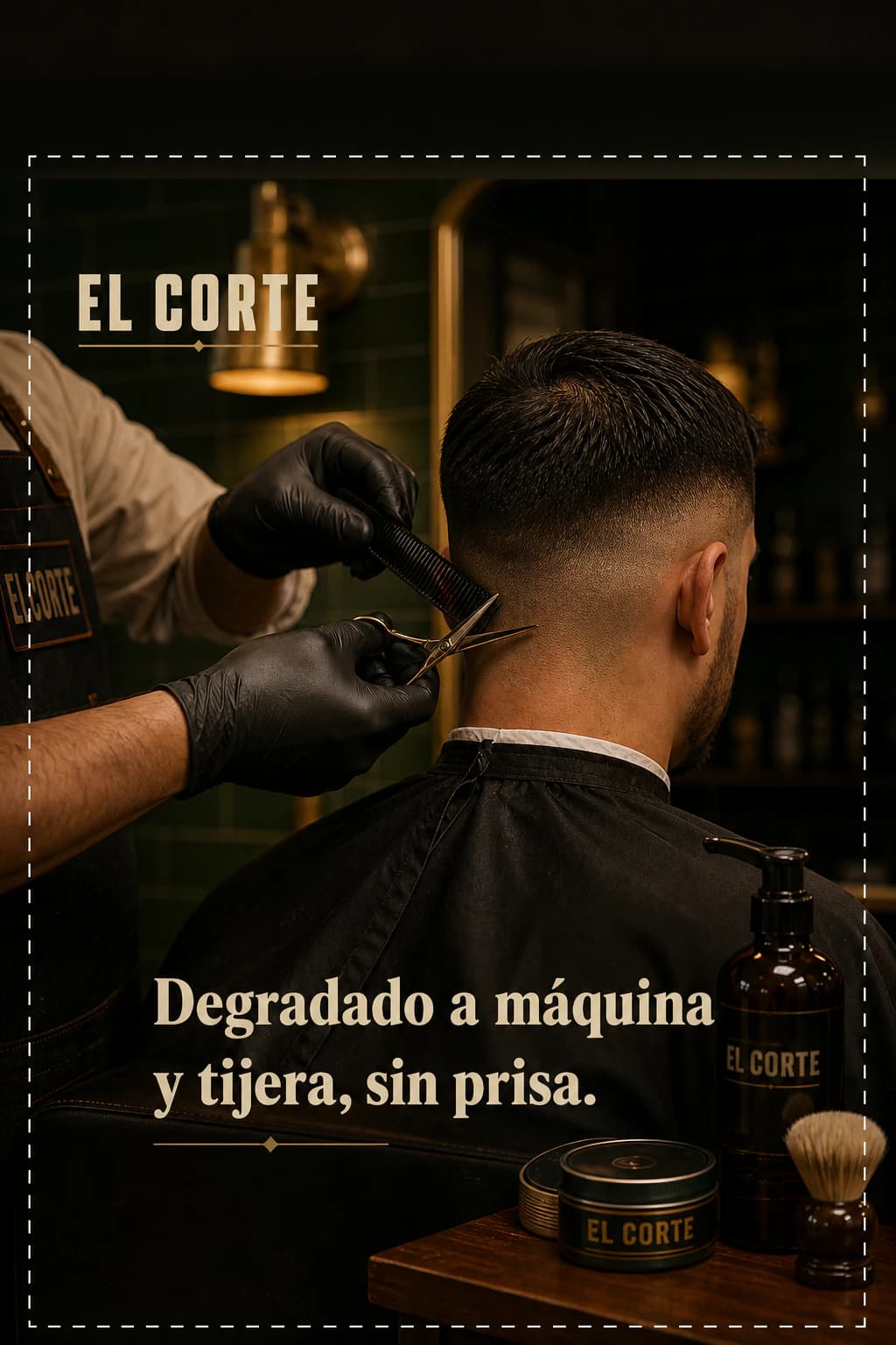 Degradado a máquina y tijera, sin prisa