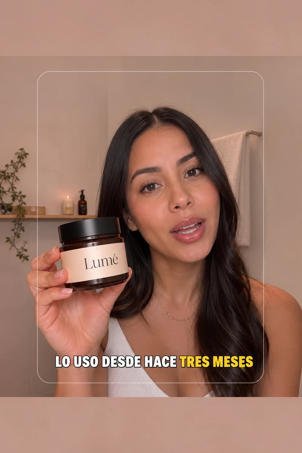 Video de recomendación de una crema, con subtítulo en pantalla